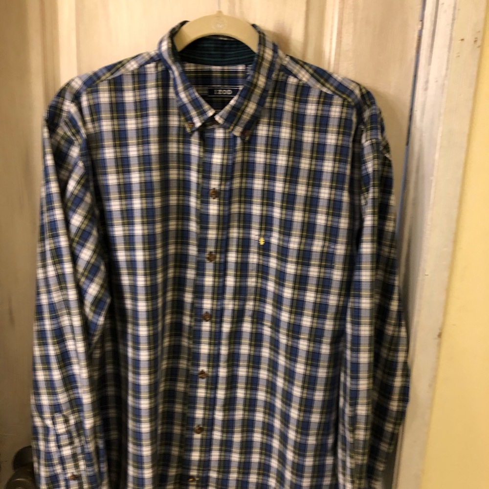 Izod button down plaid shirt Mens size Lg
